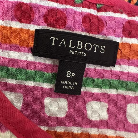 Talbots Dress Women Size 8P Colorful Stripes Sleeveless Sheath Resort Preppy - Picture 11 of 13